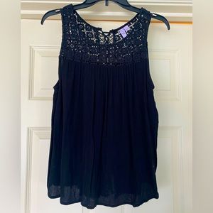 Black lace up tank top